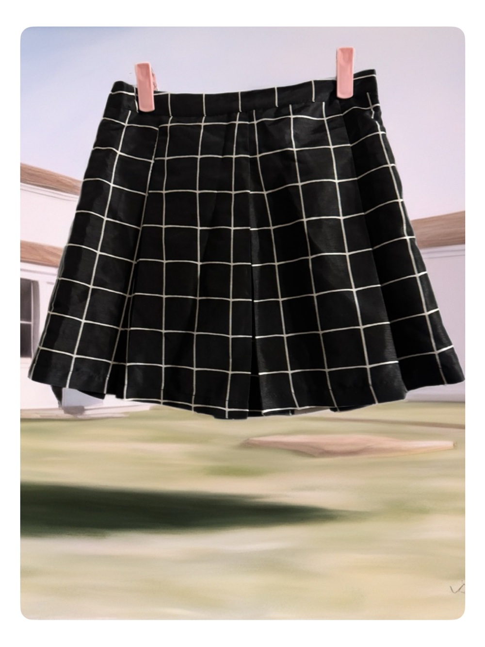 silence + noise Black Windowpane Skater Skirt